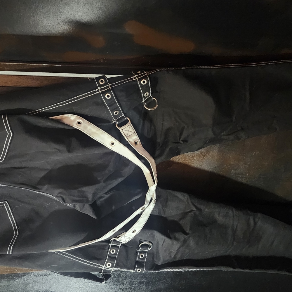 Black Pants with White Straps